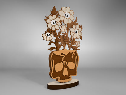 Halloween Skull Flower Table Decor SVG for Glowforge xTool LightBurn
