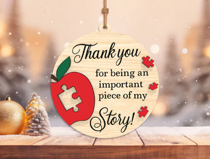 Personalized Teacher Christmas Ornament SVG Bundle Laser Cut File for Glowforge xTool LightBurn
