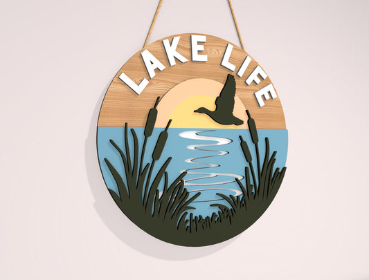 “Lake Life” Door Sign SVG Laser Cut File for Glowforge and xTool