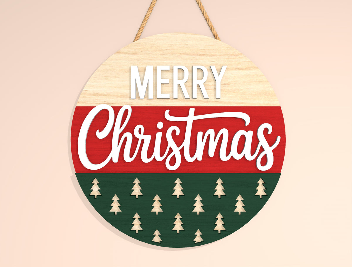 Merry Christmas Round Door Sign SVG 2