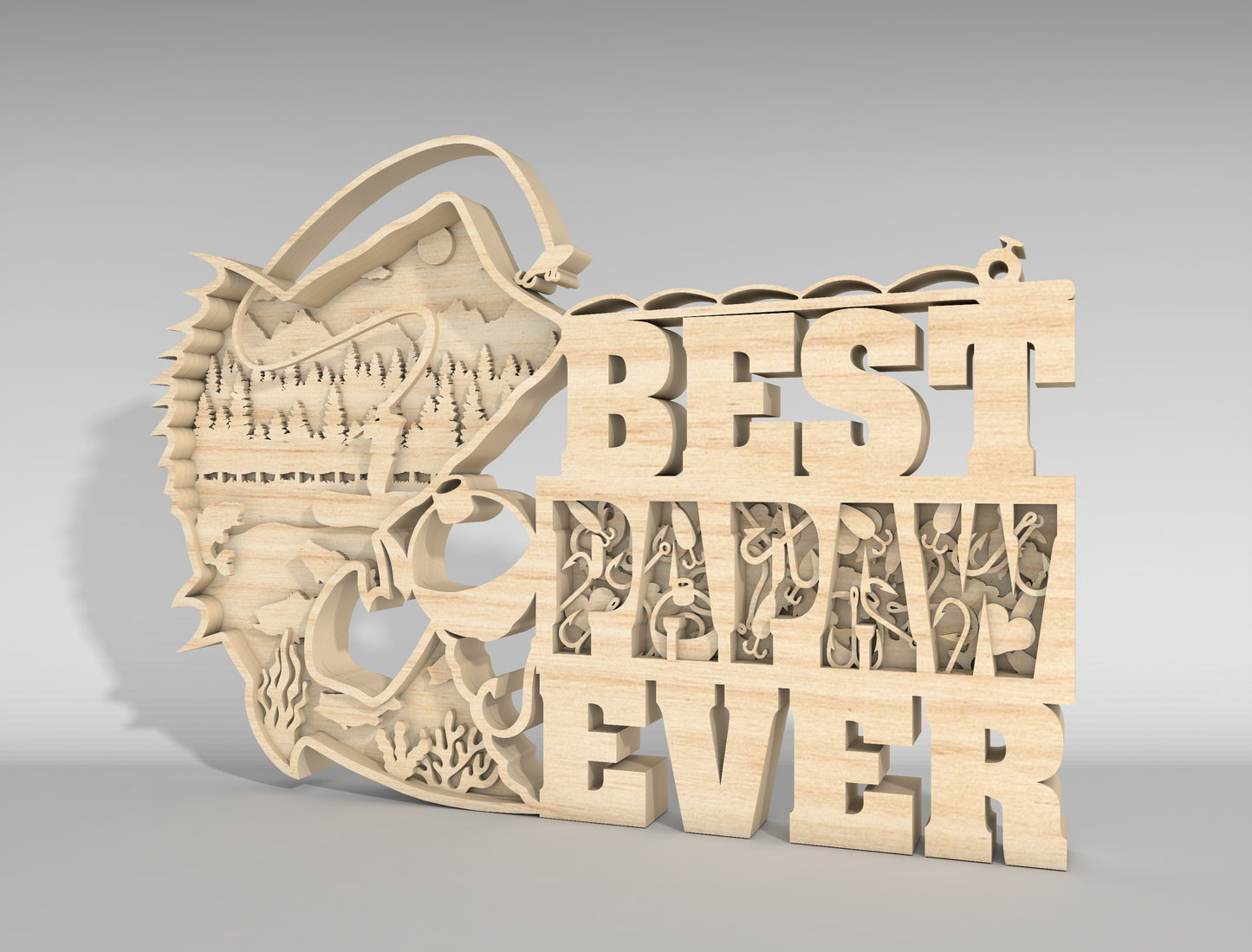 Best Papa Ever Fishing Sign SVG Laser Cut File for Glowforge and xTool