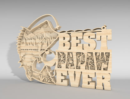 Best Papa Ever Fishing Sign SVG Laser Cut File for Glowforge and xTool
