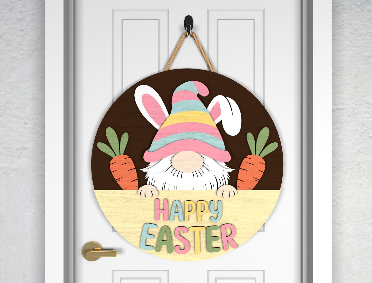 Easter Gnome Door Hanger SVG Bundle 2 Spring Designs for Glowforge and xTool
