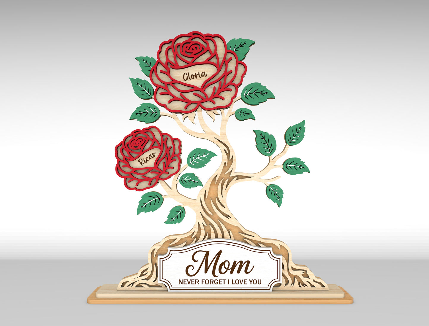 Personalized Rose Tree Custom Name Flower Sign SVG for xTool