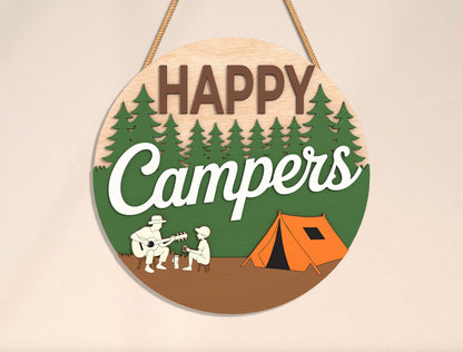 Camping Door Sign Bundle SVG for Glowforge and xTool Laser Cut File