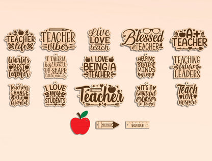 Keychain Teacher Quotes Bundle SVG Laser Cut File for Glowforge and xTool