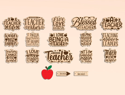 Keychain Teacher Quotes Bundle SVG Laser Cut File for Glowforge and xTool