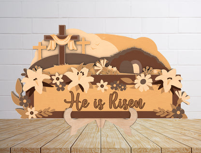 Multilayer He Is Risen SVG Bundle Christian Empty Tomb for Glowforge