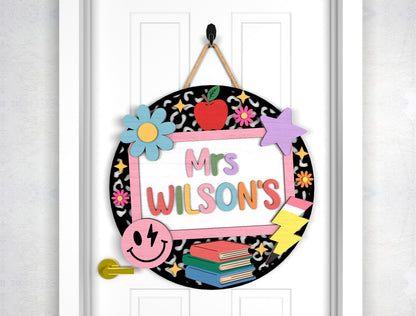 Personalized Retro School Door Hanger SVG Laser Cut File for xTool and Glowforge