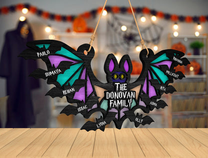Personalized Bat Family Halloween Sign SVG for Glowforge xTool LightBurn