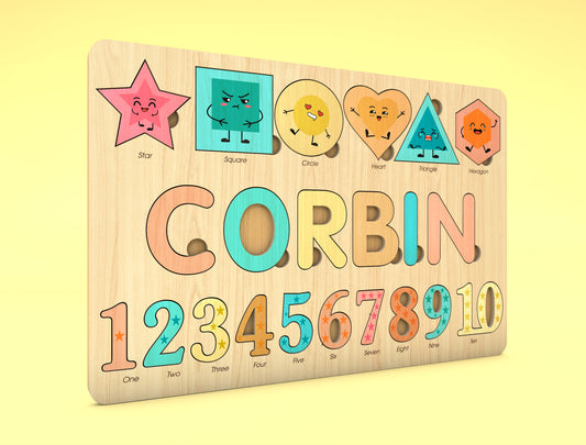 Shape and Number Name Puzzle SVG for xTool and Glowforge