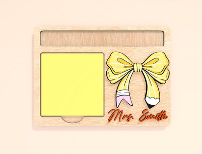 Personalized Teacher Sticky Note Holder SVG Bundle Laser Cut File for Glowforge