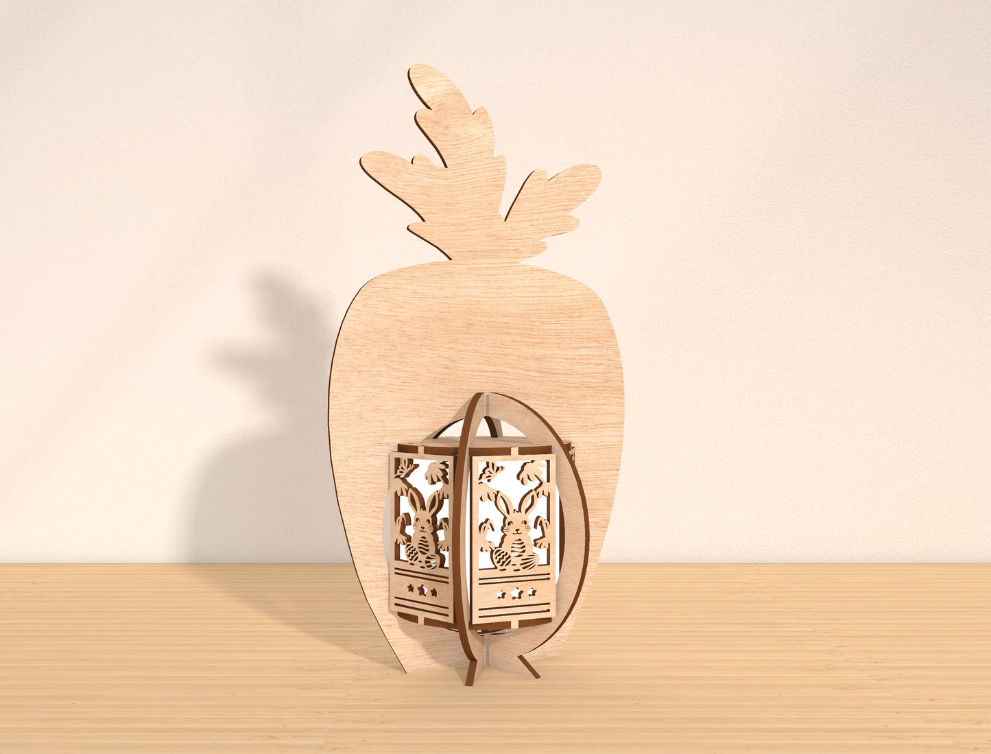 Carrot Lantern SVG Easter Wooden Bunny Theme Light Box for LightBurn and xTool
