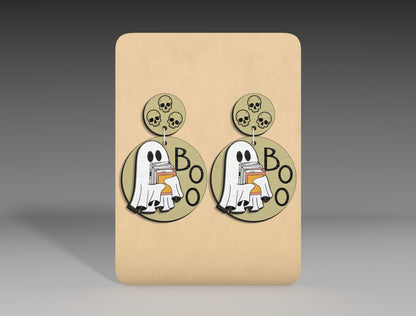 Halloween Boo Ghost Earrings SVG Bundle 3 Designs for LightBurn Glowforge