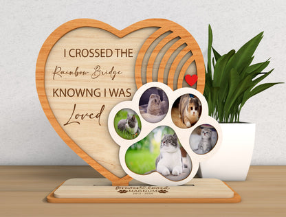 Pet Memorial Photo Frame SVG Paw Heart Tabletop Sign Laser Cut File for Glowforge