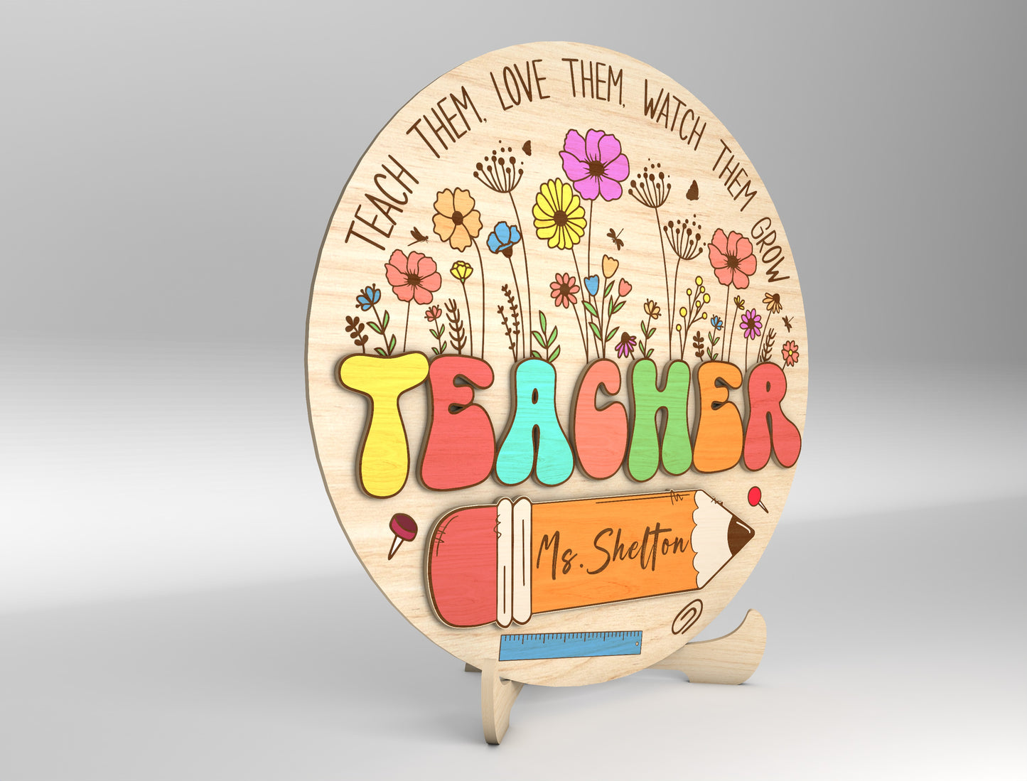 Personalized Teacher Circle Sign SVG for Glowforge and xTool