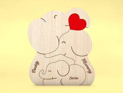 Personalized Elephant Couple Puzzle SVG for Glowforge and xTool