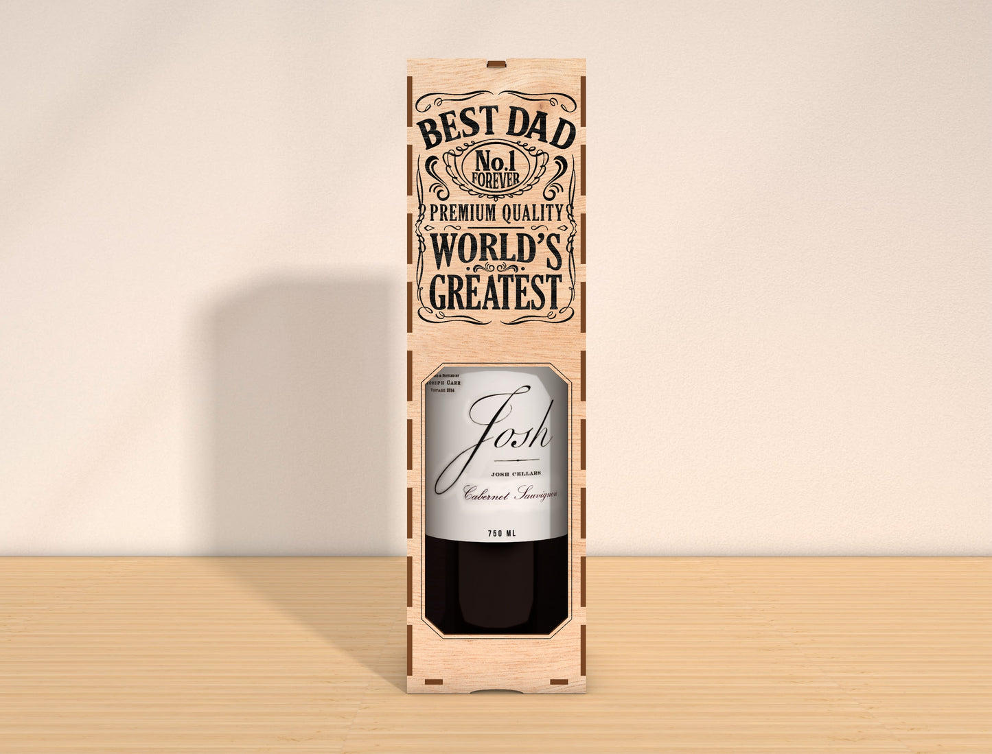 Father’s Day Wine Box Laser Cut File Bundle | Best Dad Wine Gift Box | Vintage Wooden Decor | Glowforge, xTool, LightBurn, etc.