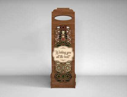 Wooden Wine Bottle Gift Box Bundle SVG Laser Cut File for xTool and Glowforge