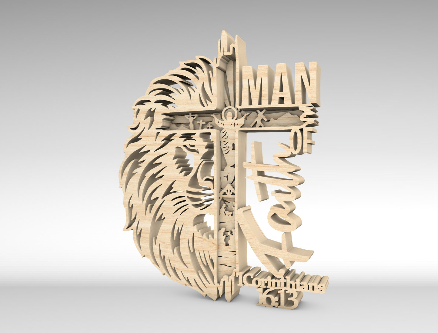 "Man of God" Christian Lion Cross Multilayer SVG for Glowforge and xTool