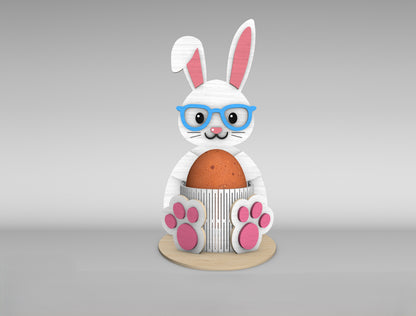 Cute Bunny Egg Holder Stand SVG Easter Table 5 Designs for LightBurn and xTool
