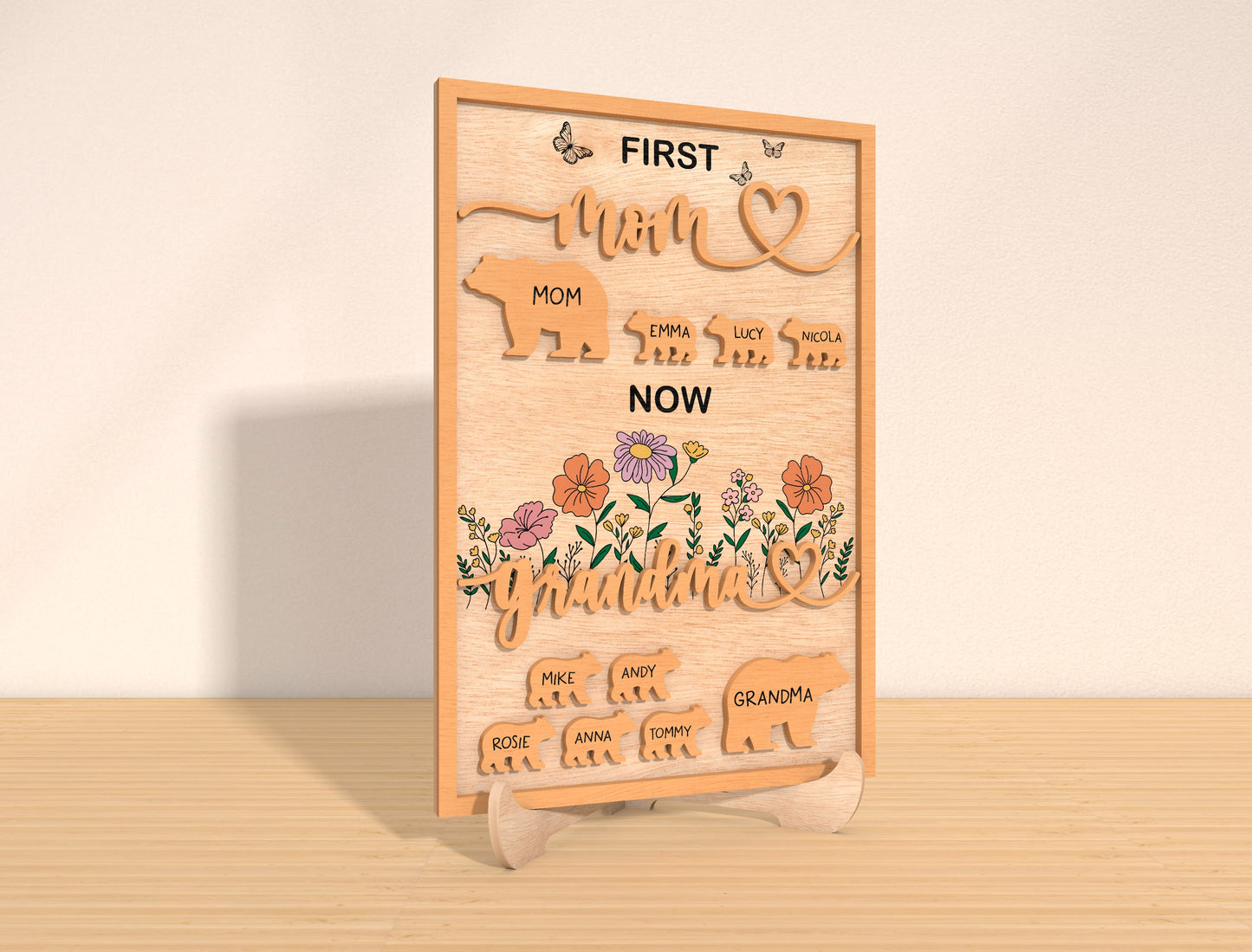 Personalized Grandma Bear Family Sign SVG for LightBurn and xTool