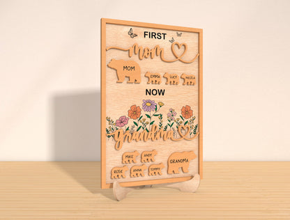 Personalized Grandma Bear Family Sign SVG for LightBurn and xTool
