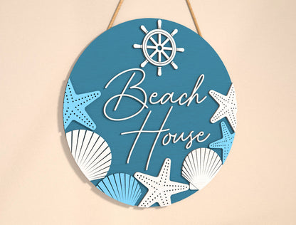 Beach House Door Sign SVG Laser Cut File for xTool and Glowforge