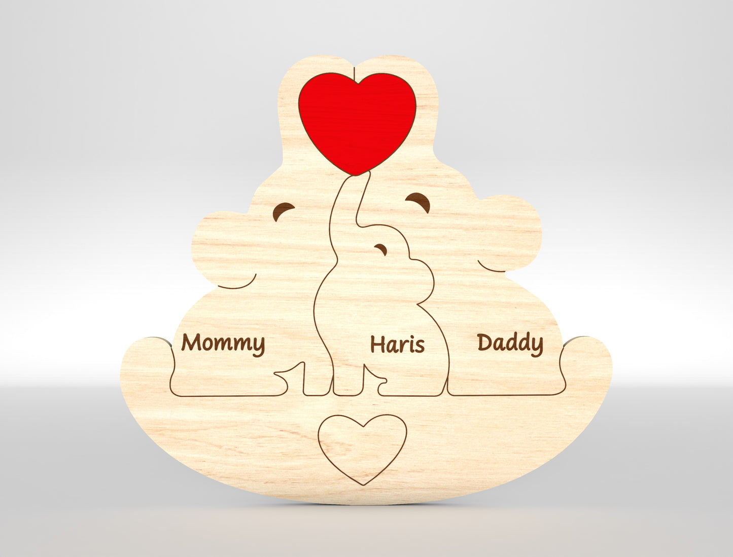Elephant Family Puzzle Sign SVG Laser Cut File for Glowforge and xTool