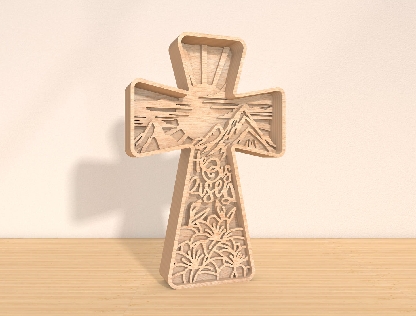 Multilayer Cross SVG 8 Layer Jesus Resurrection Easter for LightBurn and xTool
