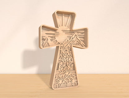 Multilayer Cross SVG 8 Layer Jesus Resurrection Easter for LightBurn and xTool