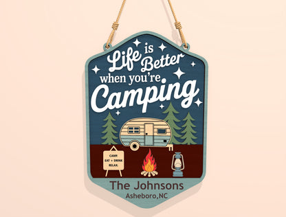 Camping Door Sign Bundle SVG Laser Cut File for xTool and Glowforge