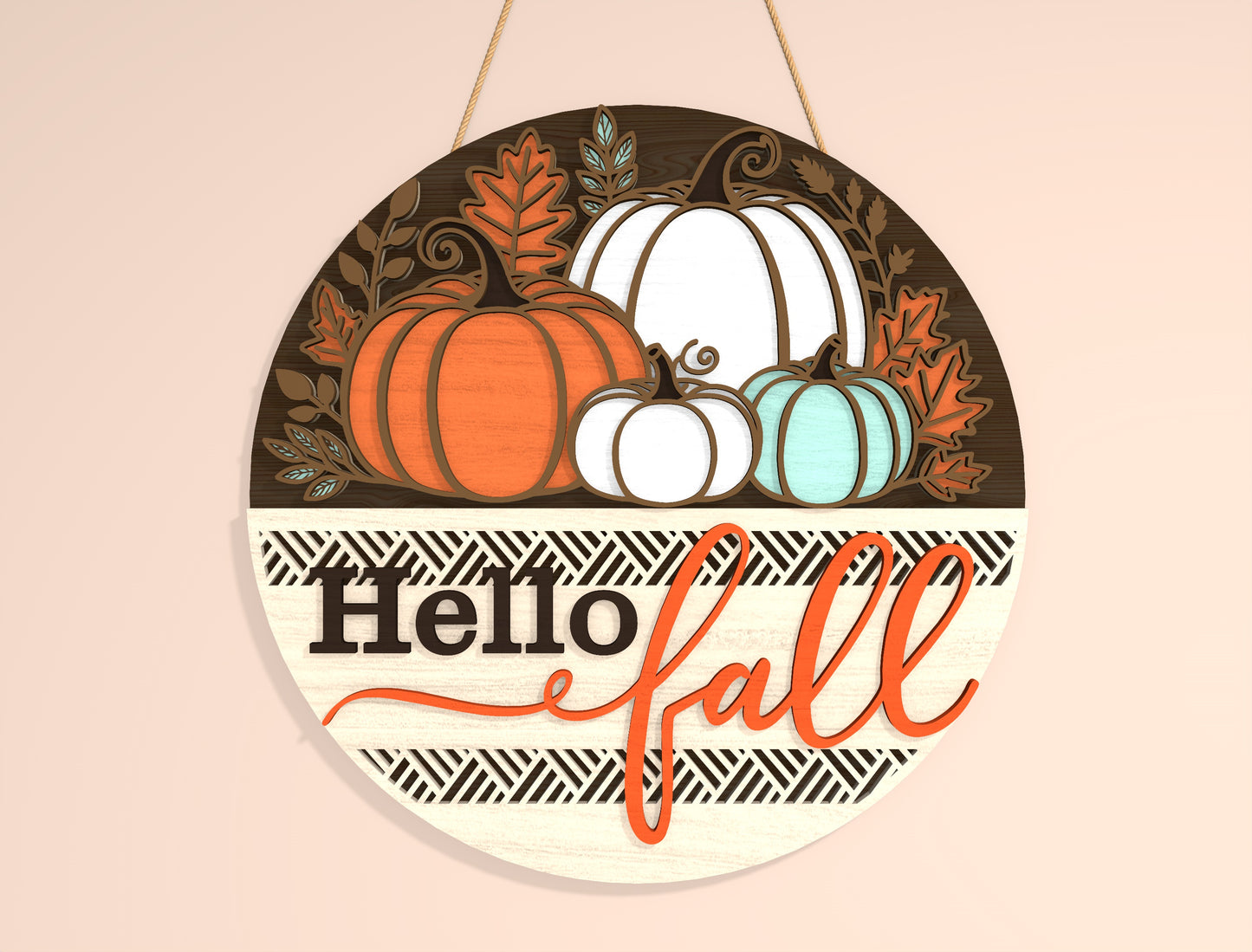 Hello Fall Pumpkin Door Hanger SVG Bundle for Glowforge xTool LightBurn | 2 Designs