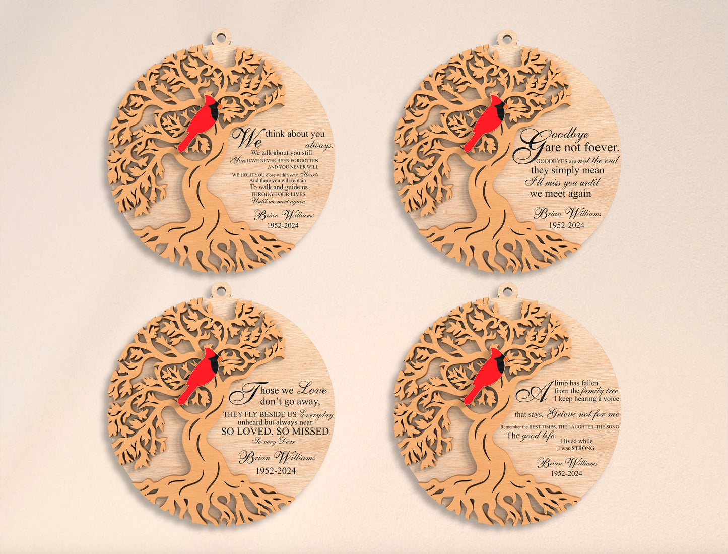 Cardinal Tree of Life Memorial Ornament SVG for Glowforge