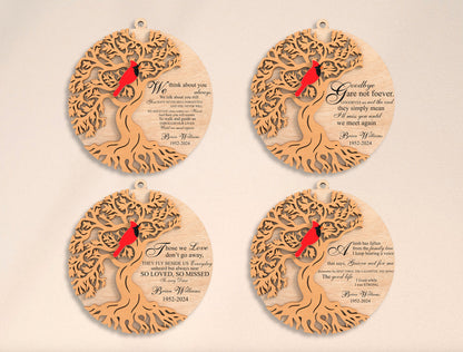 Cardinal Tree of Life Memorial Ornament SVG for Glowforge