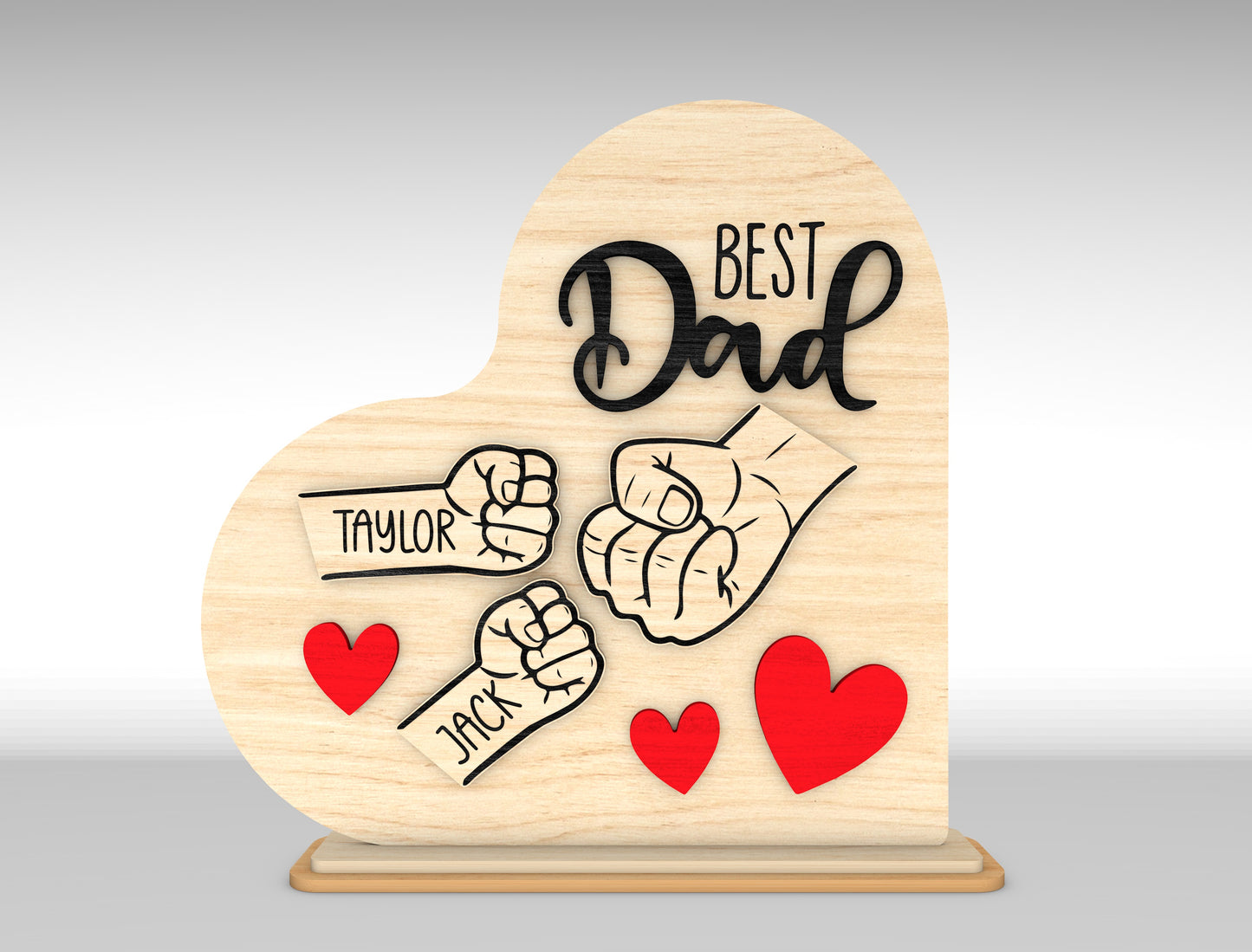 Personalized Best Dad Fist Bump Sign SVG Laser Cut File for Glowforge and xTool