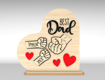 Personalized Best Dad Fist Bump Sign SVG Laser Cut File for Glowforge and xTool
