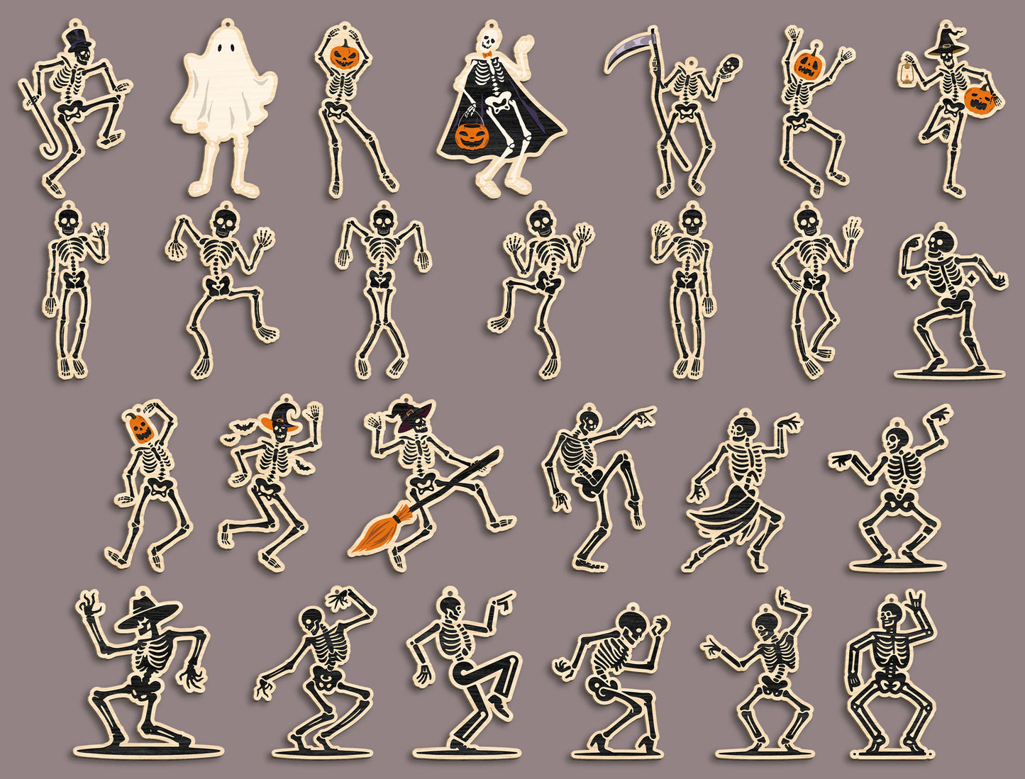Halloween Skeleton Dangle Earrings SVG Bundle 26 Designs for xTool LightBurn