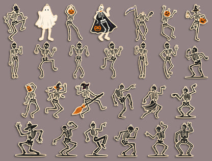 Halloween Skeleton Dangle Earrings SVG Bundle 26 Designs for xTool LightBurn
