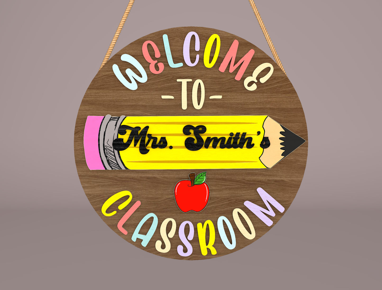 Personalized Pencil Classroom Door Sign Laser Cut File SVG for Glowforge and LightBurn