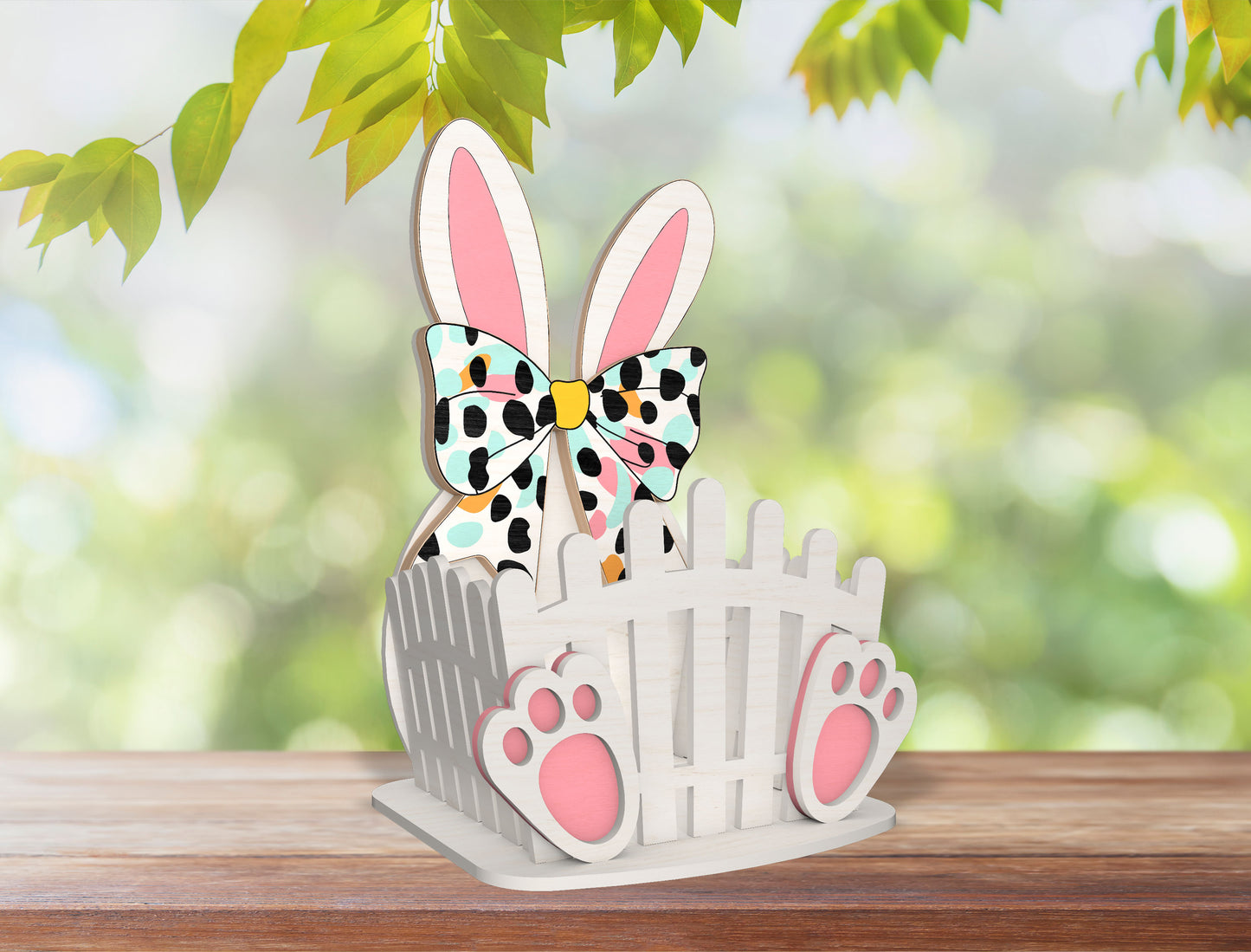 Easter Bunny Basket Holder SVG Bunny Egg Wooden for Glowforge and xTool