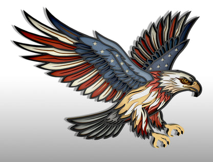 Patriotic Eagle Multilayer SVG Bundle for Glowforge and xTool