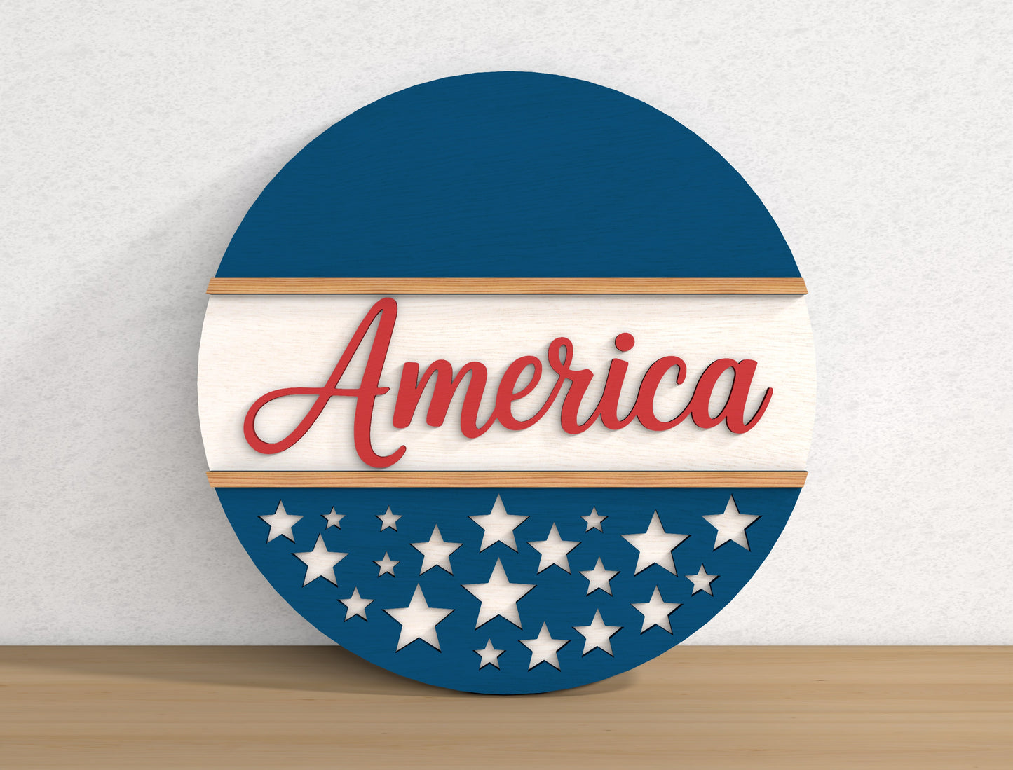 Patriotic Welcome Round Sign SVG Bundle for Glowforge