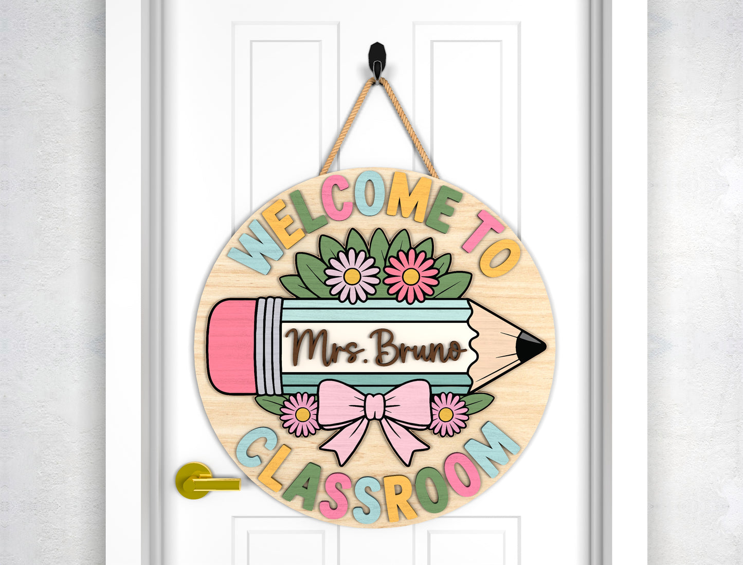 Personalized Classroom Door Hanger SVG Laser Cut File for Glowforge and LightBurn