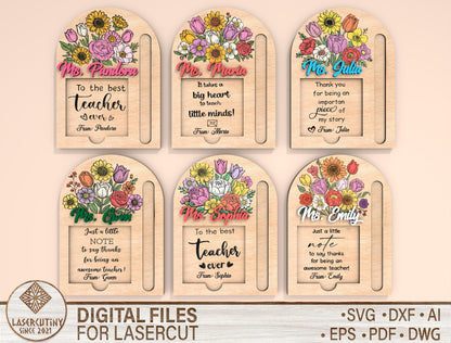 Personalized Teacher Sticky Note Holder SVG Bundle Laser Cut File for Glowforge and LightBurn