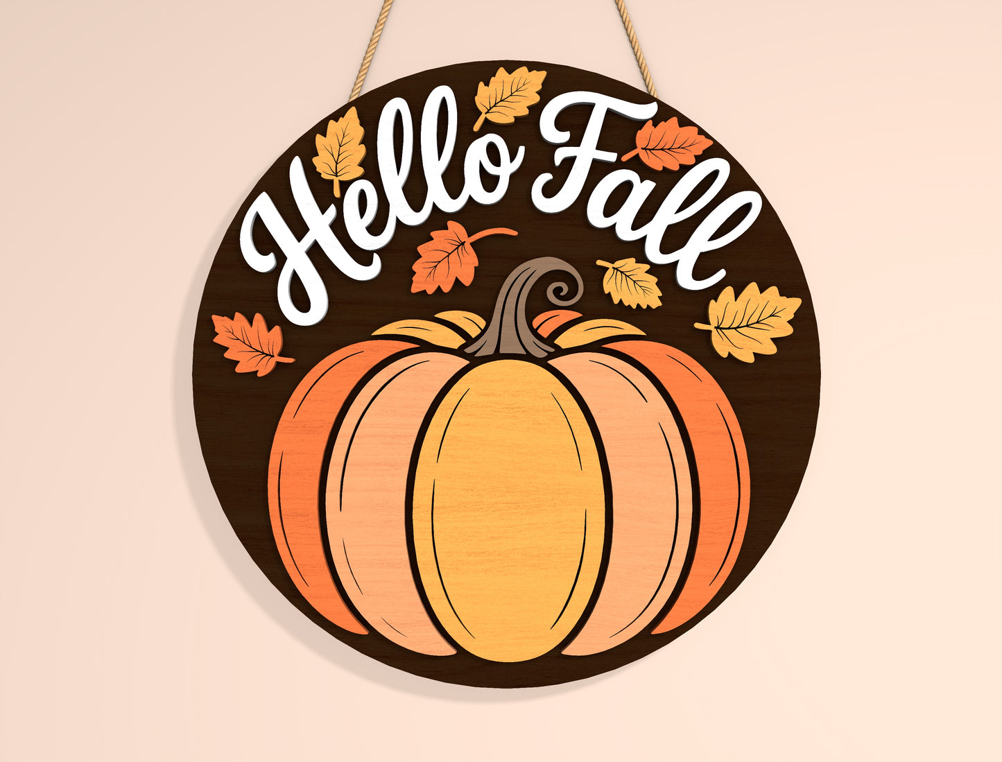 Hello Fall Pumpkin Door Hanger SVG Bundle for Glowforge xTool LightBurn | 2 Designs