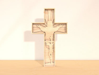 Multilayer Cross SVG Bundle 7 Layer Jesus Crucifix 2 Designs for Glowforge