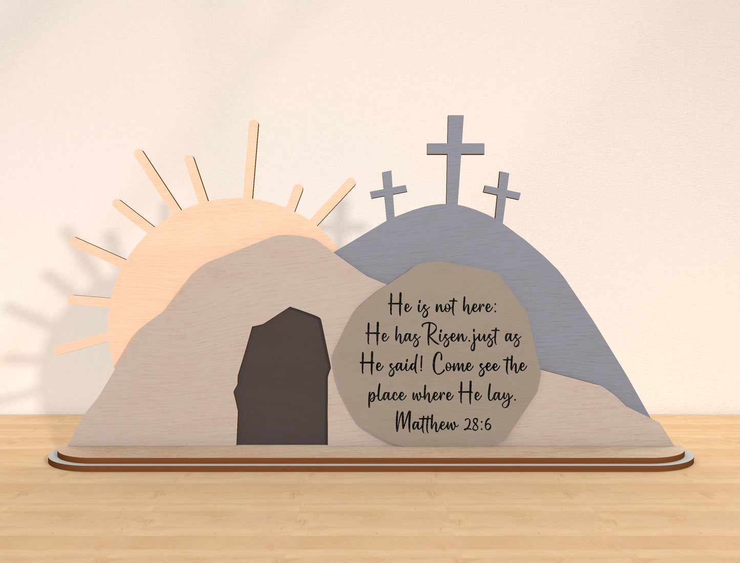 Easter Tomb Scene SVG Bundle He Is Risen Cross Landscape for LightBurn