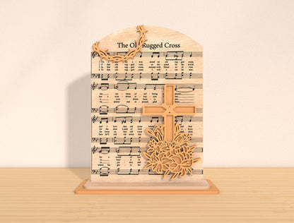 Multilayer Cross Hymn SVG Bundle Christian Music Sheet for Glowforge