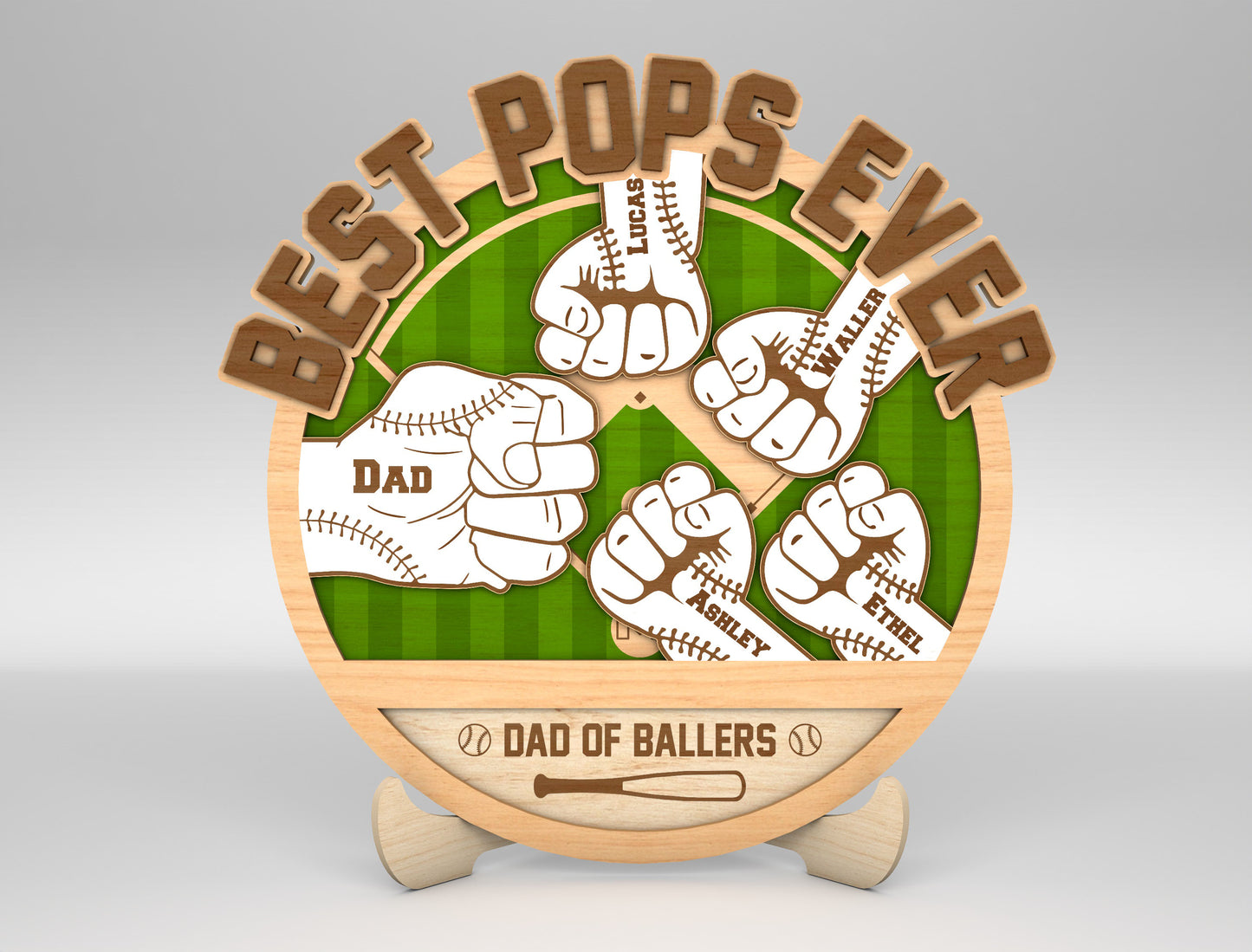 Best Dad Hands Fist Bump Sign SVG Laser Cut File for LightBurn and xTool